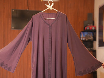 Malaika Plum Embroidered Abaya