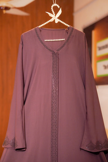 Malaika Plum Embroidered Abaya