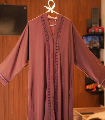 Royal Plum Front-Button Abaya