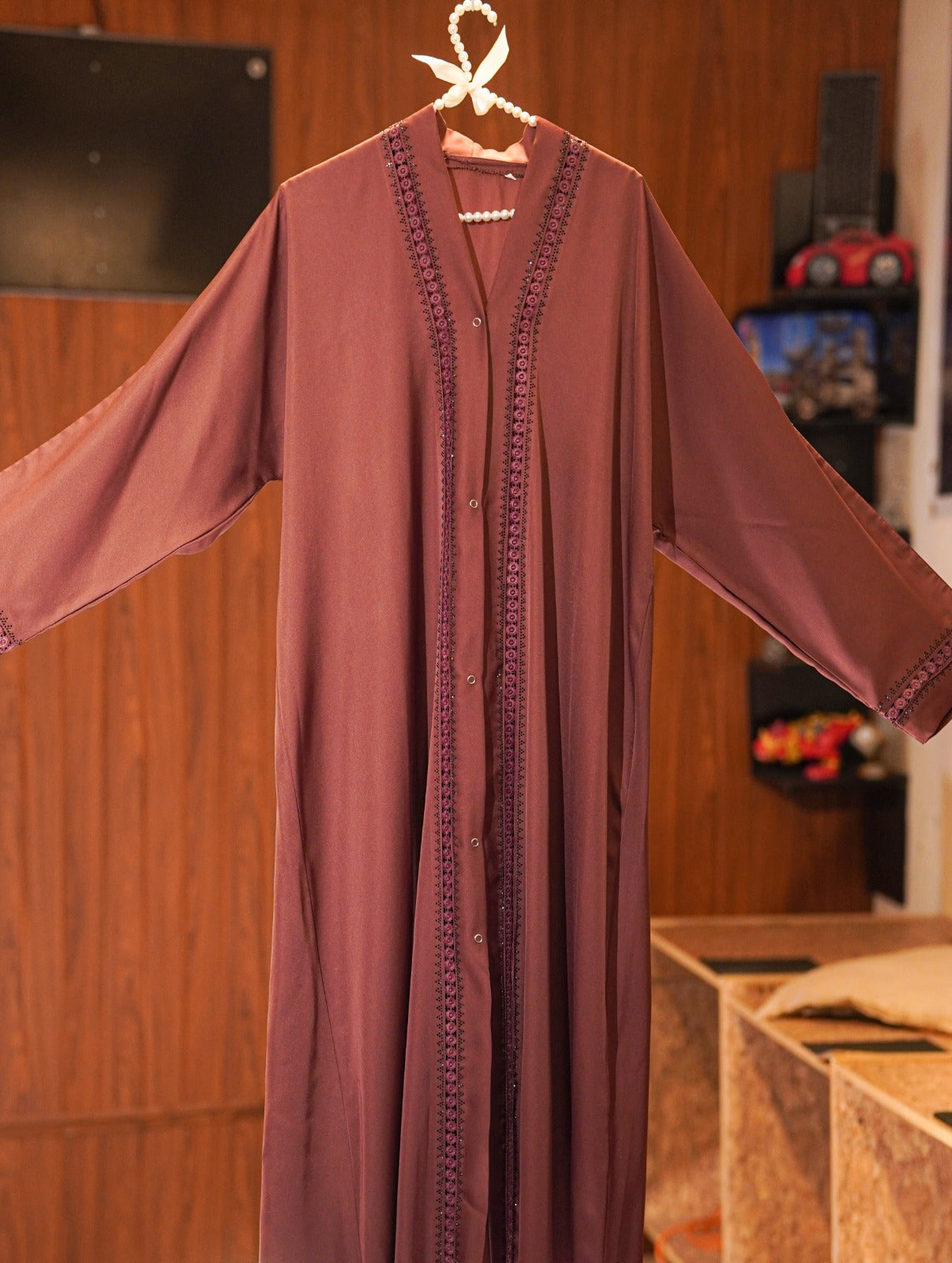 Royal Plum Front-Button Abaya