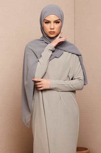 Grey Soft Crepe Chiffon Hijab