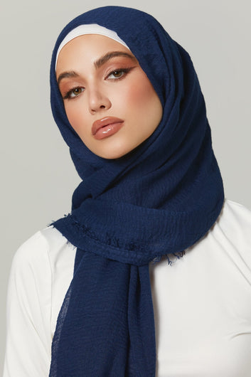 Soft Crinkle Hijabs- Navy Blue
